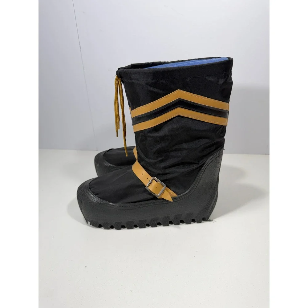 Vintage Platform puffy snow Boots Black Yellow Chevron Lug Sole Snow Boots Korea